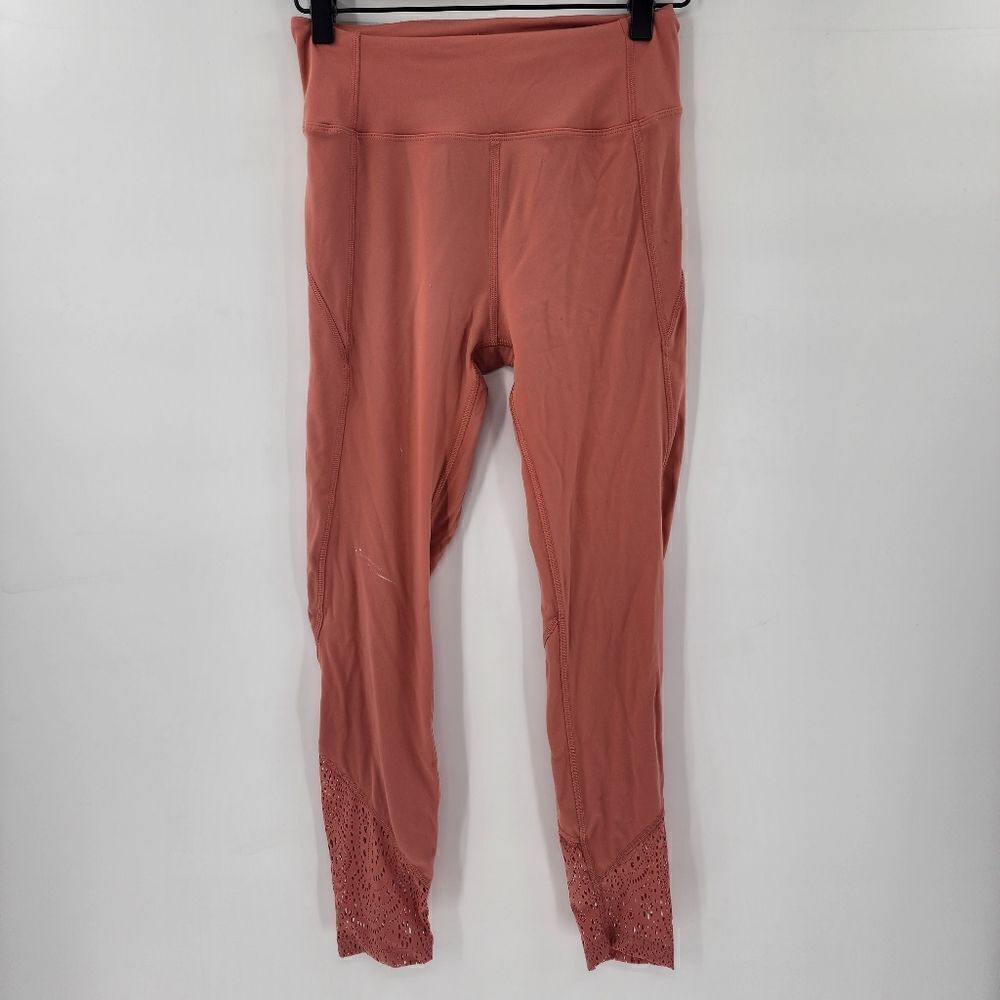 Victoria's Secret PINK sport leggings small orange burnt lace cutout high waist